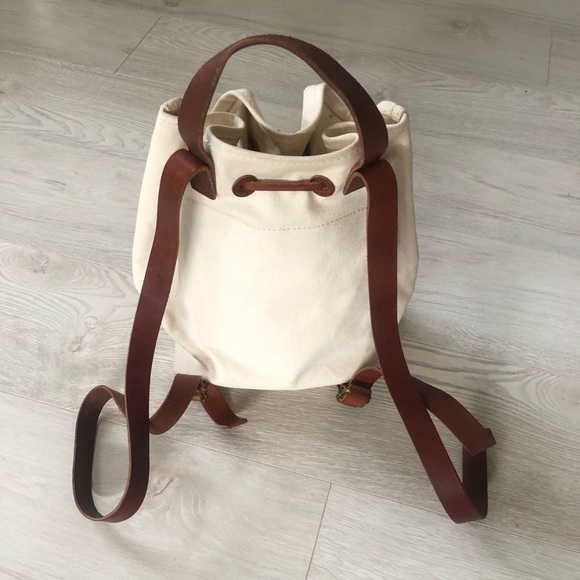 Madewell Canvas Leather Somerset Drawstring Backpack Purse - Picture 11 of 16